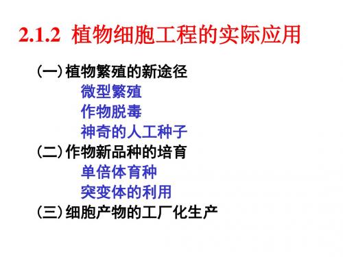 植物细胞工程的实际应用