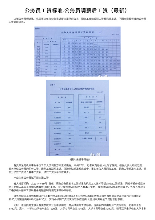 公务员工资标准,公务员调薪后工资（最新）