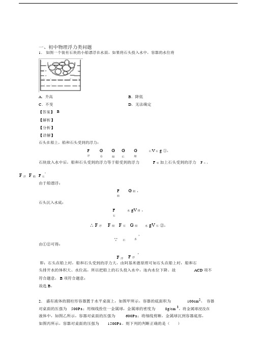 2020-2021物理浮力类问题的专项培优练习题附答案解析.docx