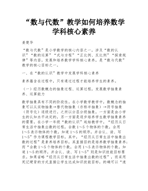 “数与代数”教学如何培养数学学科核心素养