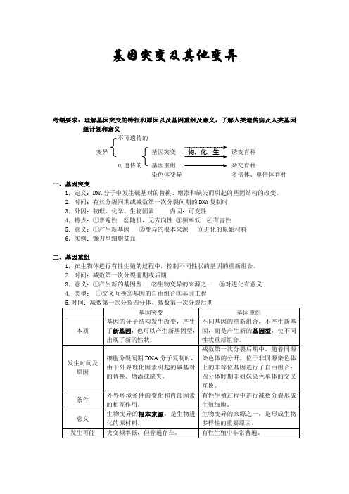 基因突变及其他变异(精品教案)