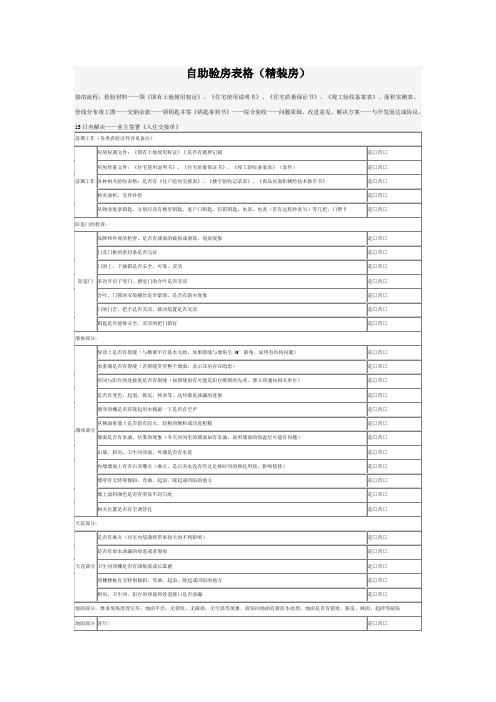 自助验房表格精装房