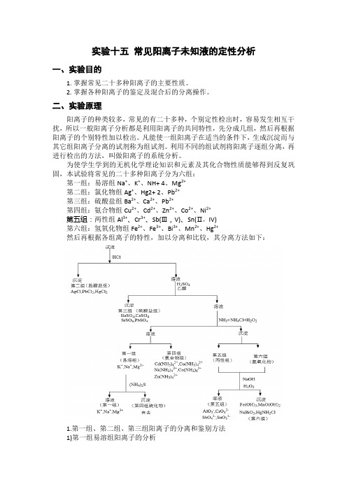 《常见阳离子未知液的定性分析》实验指导书(模板)