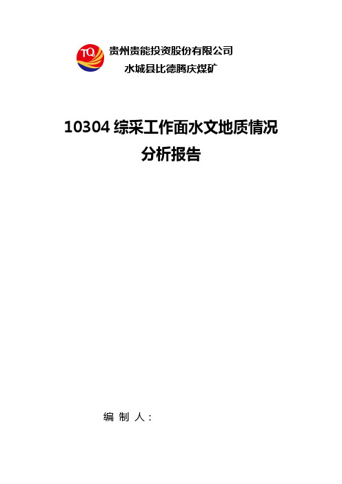 10304采煤工作面水文地质分析报告 