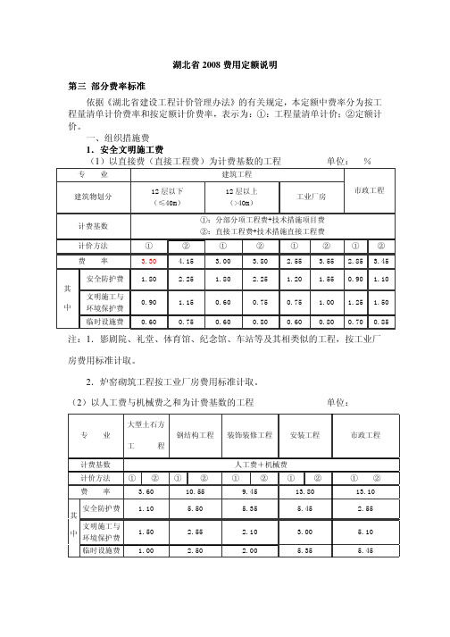 湖北省费用定额2008(部分)