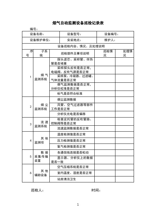 CEMS巡检记录表