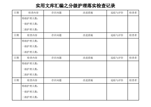 实用文库汇编之分级护理落实检查记录