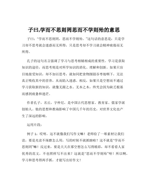 子曰,学而不思则罔思而不学则殆的意思