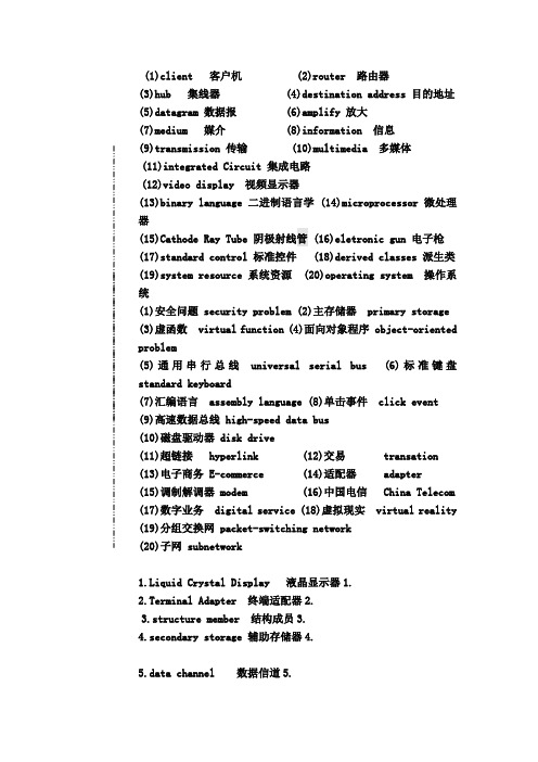 大学计算机专业英语考试