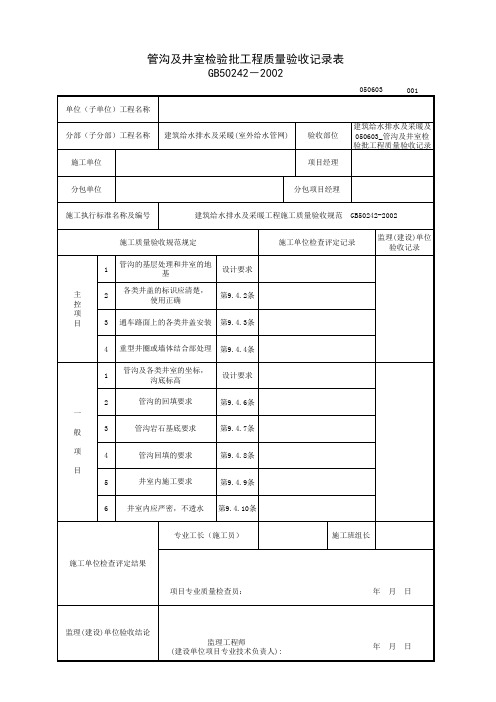 050603_管沟及井室检验批工程质量验收记录表