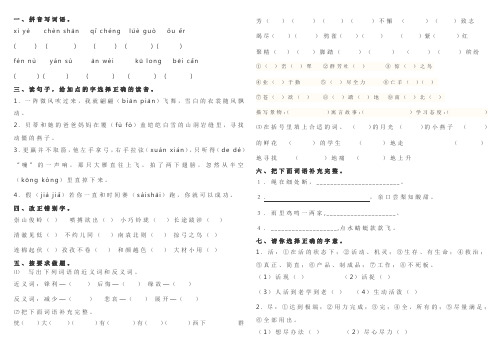 人教版三年级下册语文期中复习资料