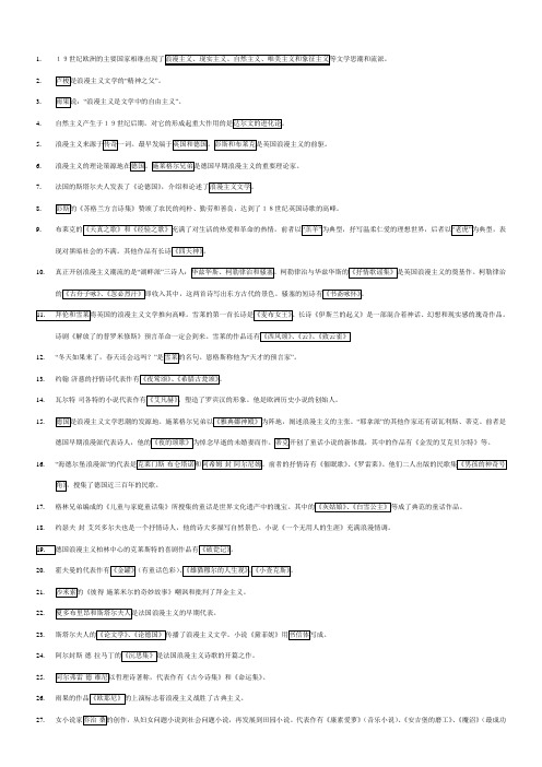 (填空、选择题)外国文学史复习10- 副本