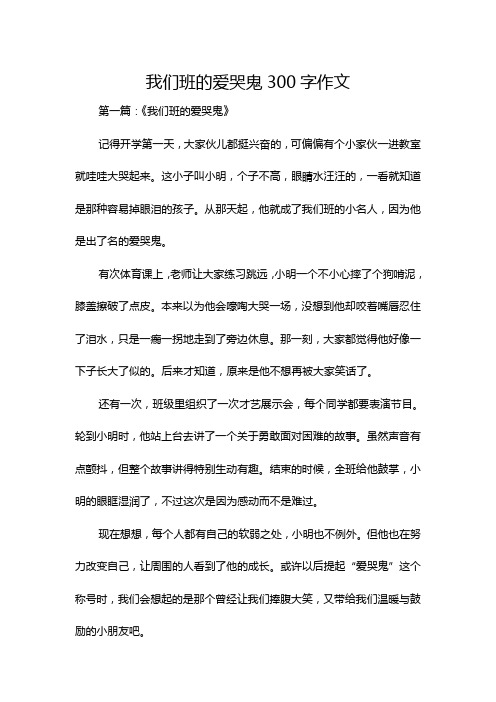 我们班的爱哭鬼300字作文