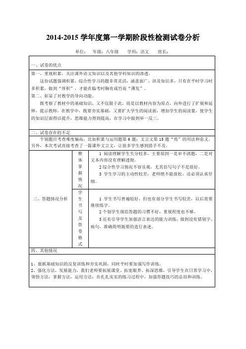 八年级语文期中试卷分析