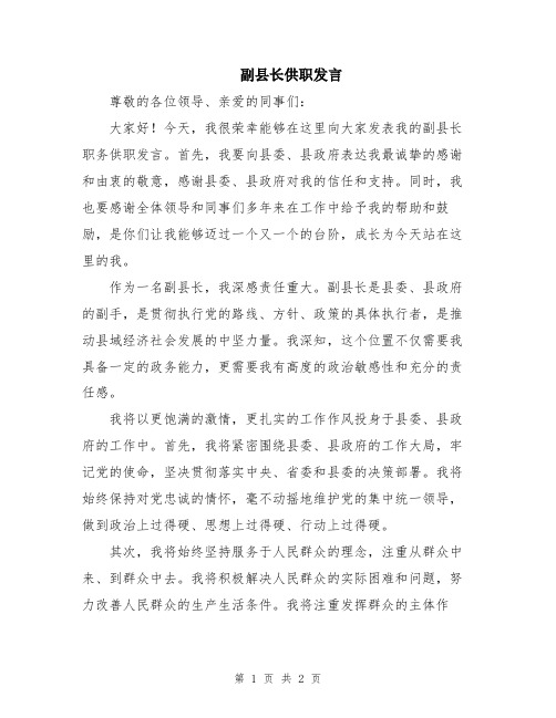 副县长供职发言