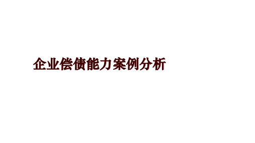 企业偿债能力案例分析