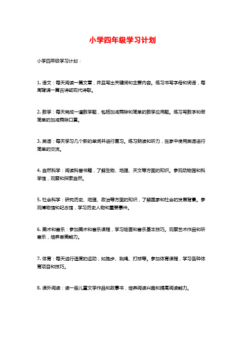 小学四年级学习计划 (2)