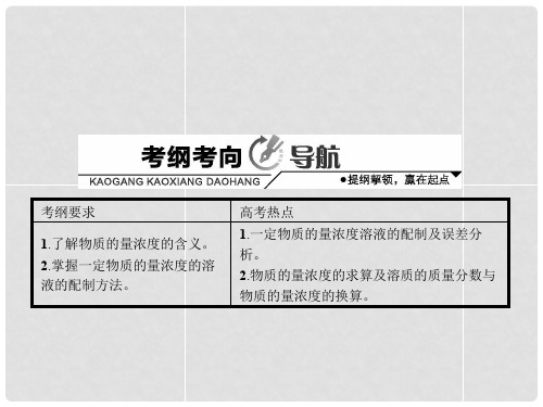 高考化学一轮复习 1.4  物质的量浓度讲解课件 鲁科版