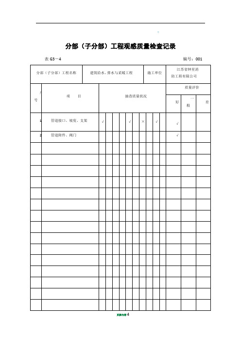 分部(子分部)工程观感质量检查记录