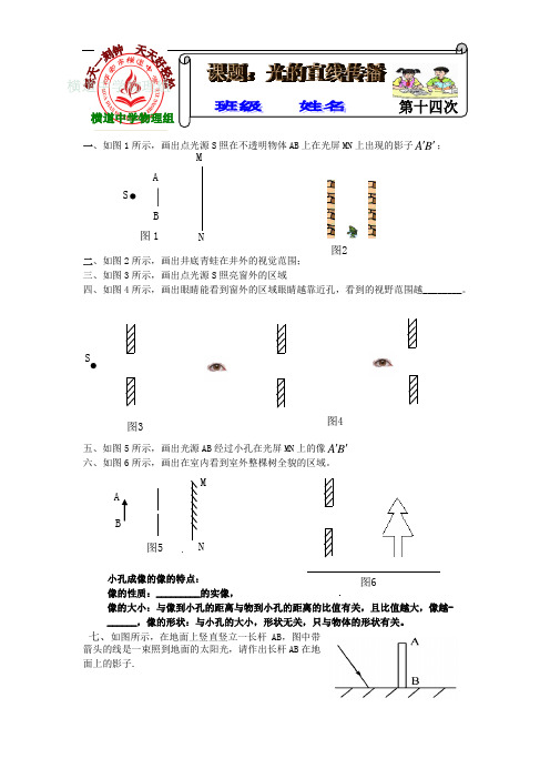 八年物理上专题训练：光学作图题(一)附答案