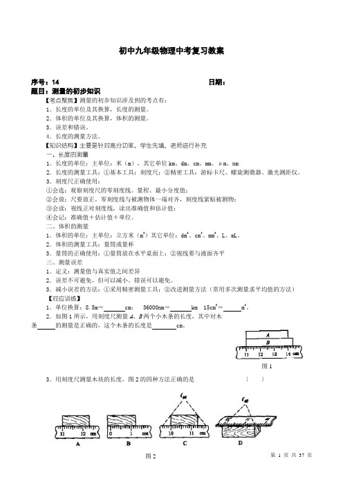 初中物理复习教学案(全部)