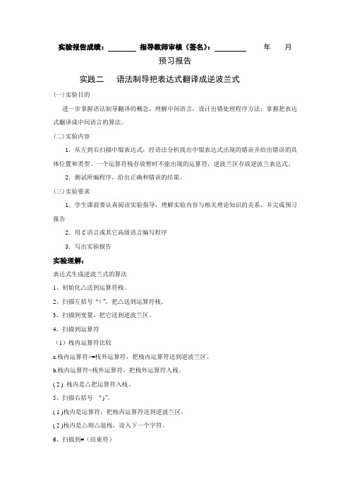 语法制导把表达式翻译成逆波兰式