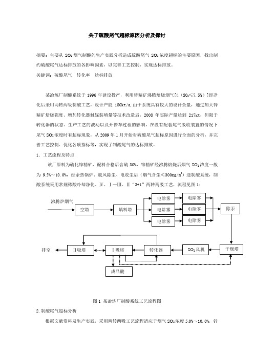 关于硫酸尾气超标原因分析及探讨