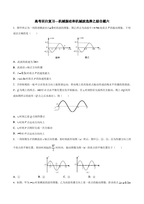 2020年高考回归复习—机械振动和机械波选择综合题六  含答案