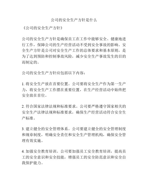 公司的安全生产方针是什么