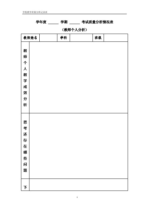 光启小学教学质量监控反馈表