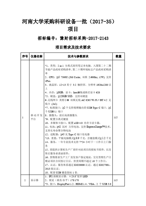 河南大学采购科研设备一批2017-35