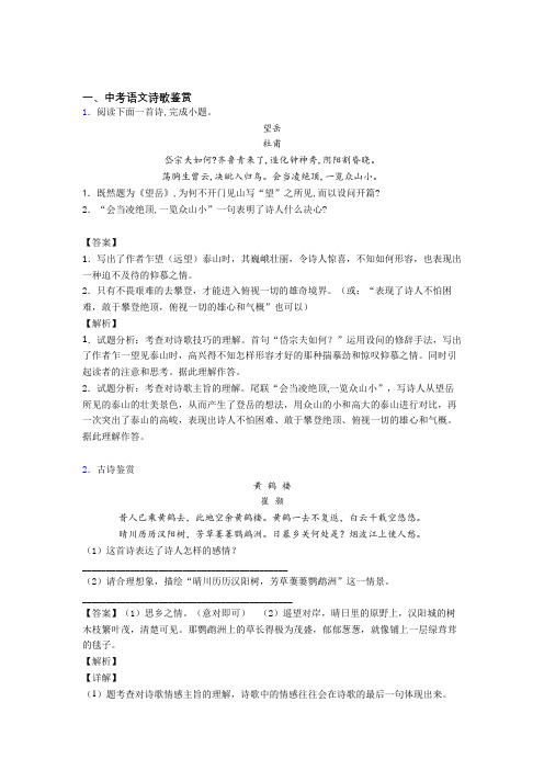 中考语文诗歌鉴赏综合练习题附答案解析