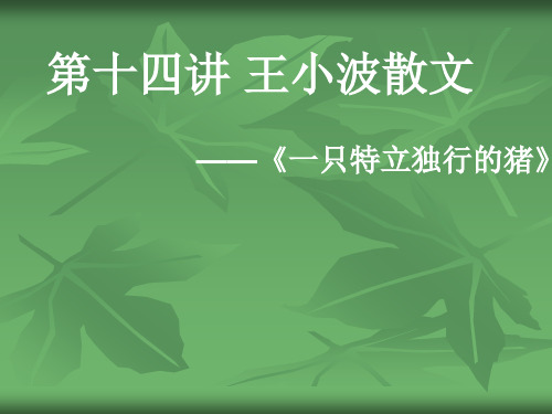 《中国当代文学》课件—王小波与其散文《一只特立独行的猪》