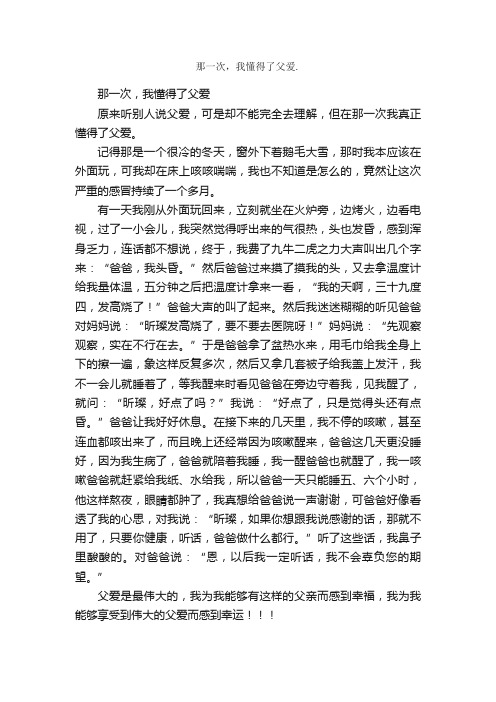 作文：那一次，我懂得了父爱.