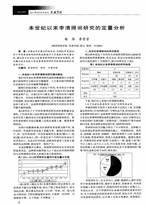 本世纪以来李清照词研究的定量分析