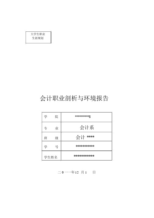 会计职业分析与环境报告