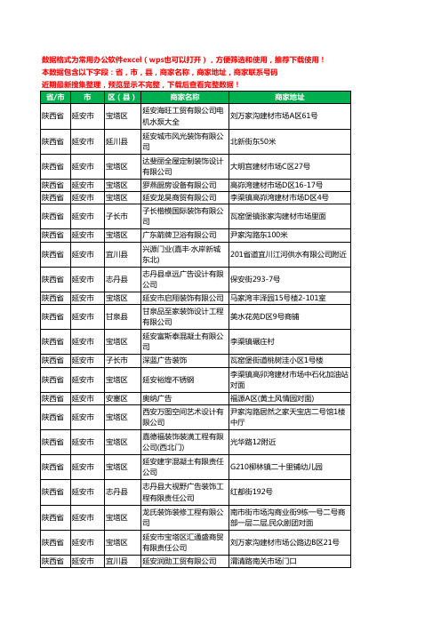 2020新版陕西省延安市建材有限公司工商企业公司商家名录名单黄页联系电话号码地址大全157家