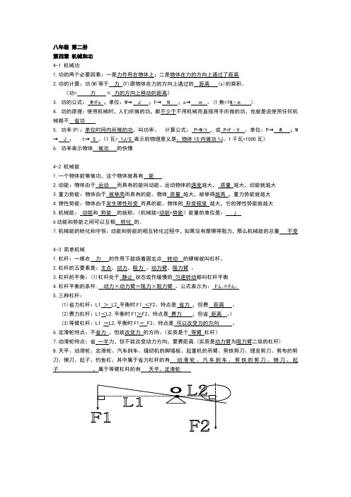 沪版初三物理课堂笔记(八下)