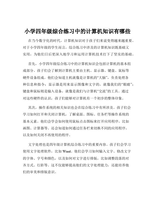 小学四年级综合练习中的计算机知识有哪些