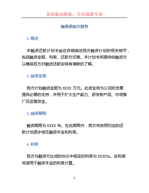 融资还款计划书