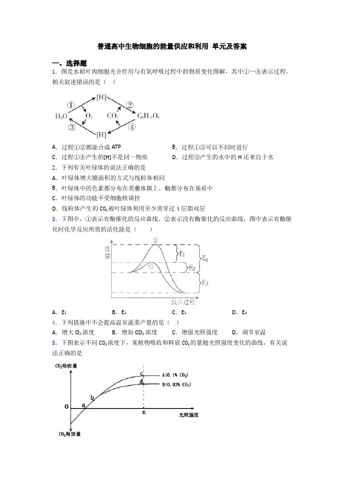 普通高中生物细胞的能量供应和利用 单元及答案