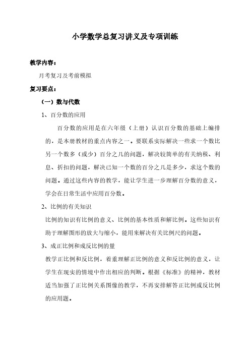 小学数学总复习讲义及专项训练(含答案)