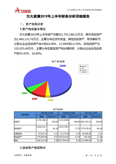 方大炭素2019年上半年财务分析详细报告