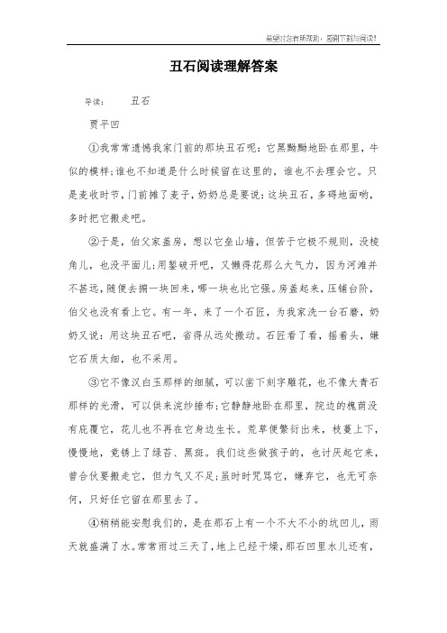 丑石阅读理解答案