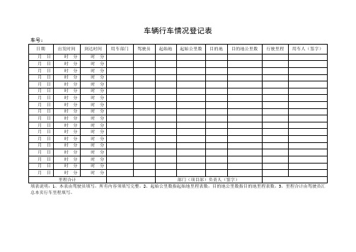 车辆行车情况登记表