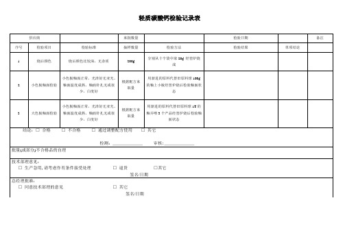 轻质碳酸钙检验记录表