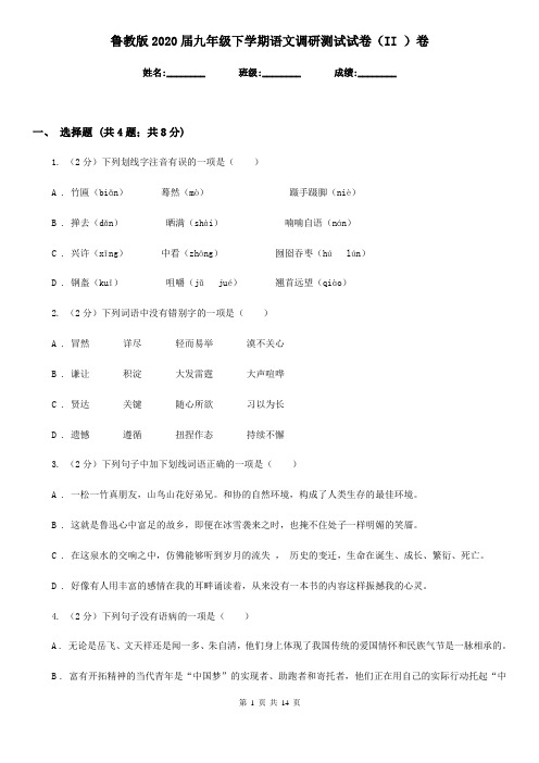 鲁教版2020届九年级下学期语文调研测试试卷(II )卷