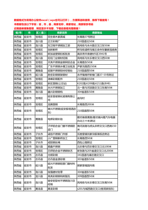 2020新版陕西省延安市钢材工商企业公司商家名录名单联系电话号码地址大全350家