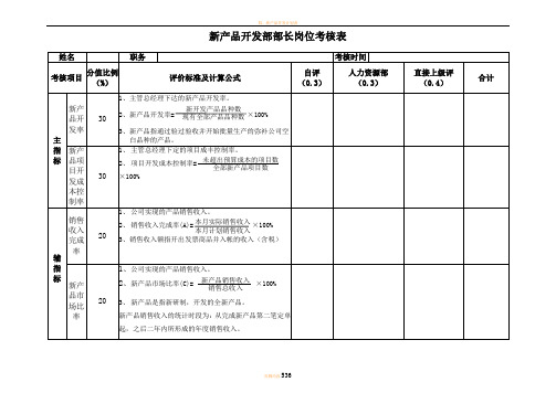 新产品开发部考核表