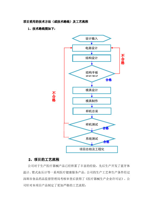 项目采用的技术方法(或技术路线)及工艺流程模板